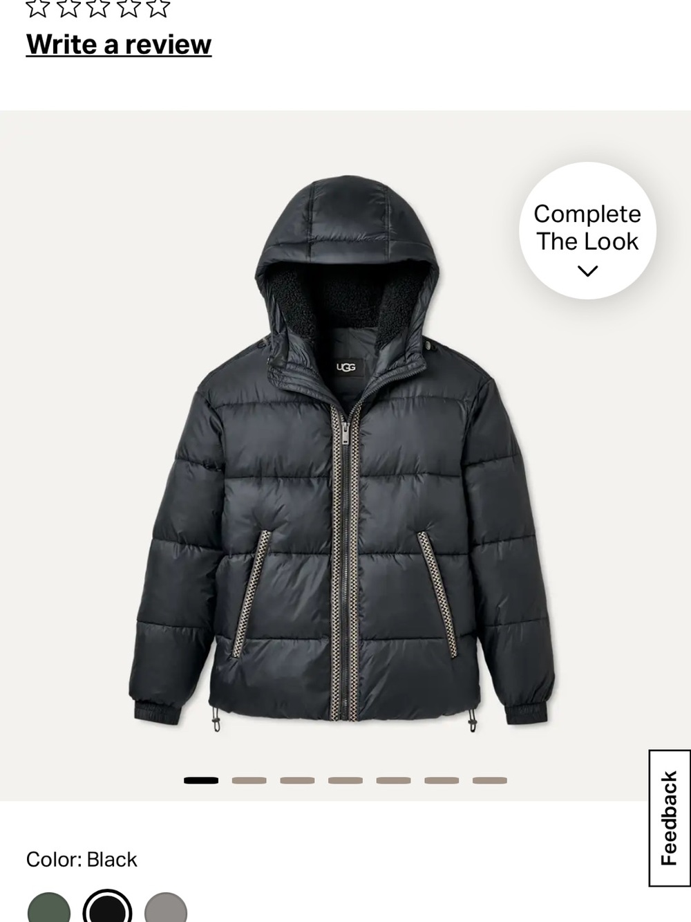 UGG Black Quilted Puffer Jacket with Hood